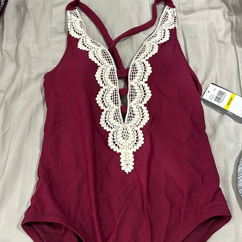 Mossimo burgundy one piece swimsuit